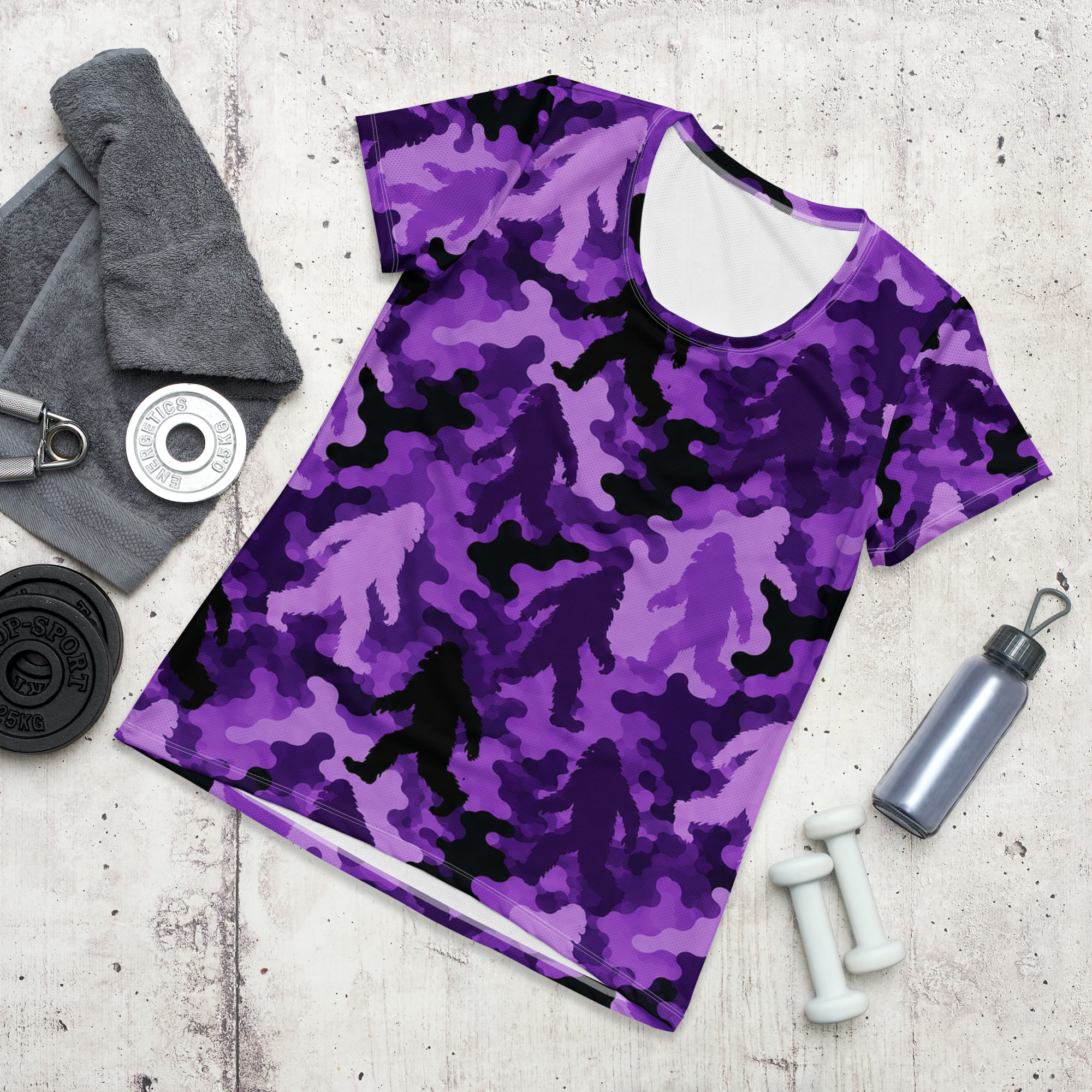 Women's Athletic T-shirt Bigfoot Purple Camo